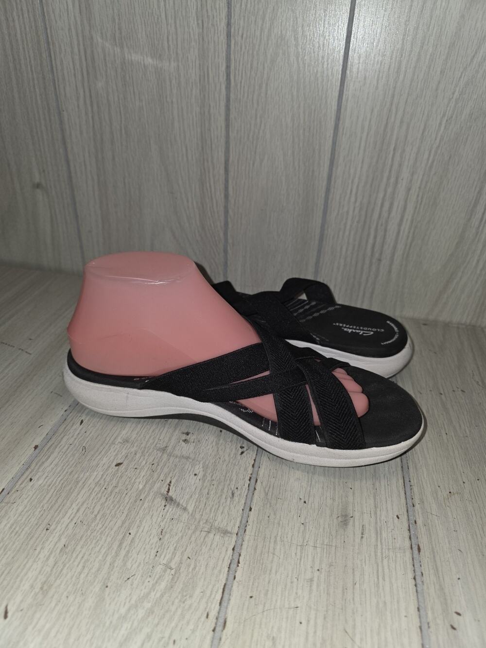 Clarks Cloudsteppers Mira Isle Slide Sandal Size 9.5 Black Comfort Shoes